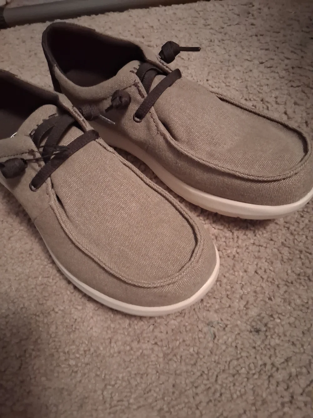 Ariat Olive Canvas Slip-On Loafers with Dark Laces